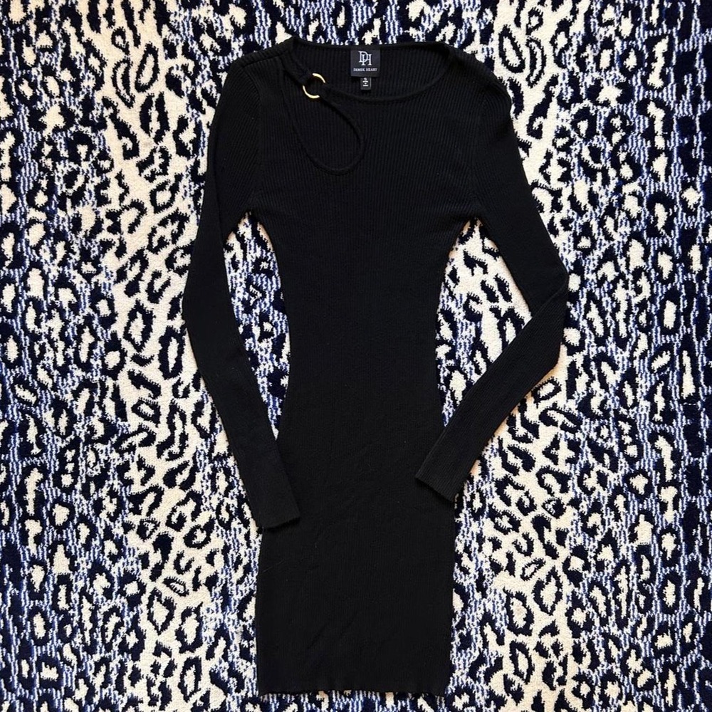 Derek Heart black long sleeve bodycon dress with gold hardware size S